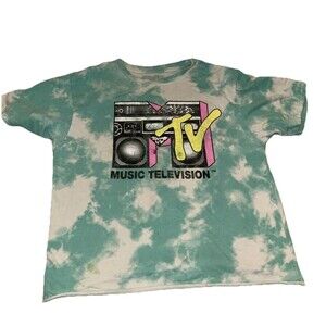 Vintage XS ~ MTV Cropped Tie Dye Multicolor Short Sleeve Cut Off Shirt